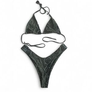 Zaful Green Snakeskin Bikini
